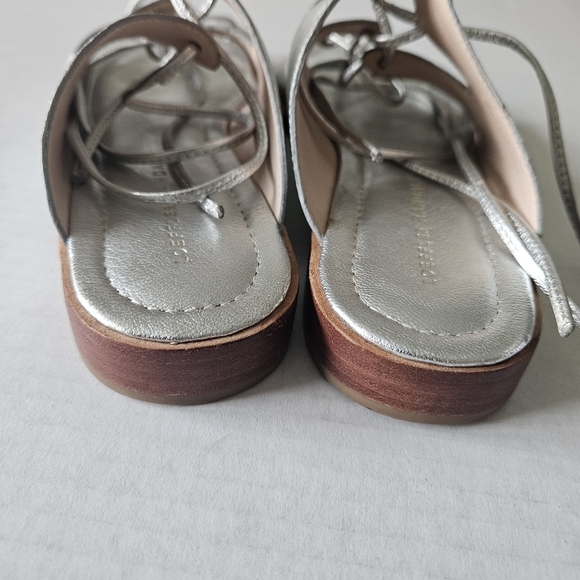 Loeffler Randall Metallic Silver Kira Lace Up Ankle Sandals - Picture 8 of 14